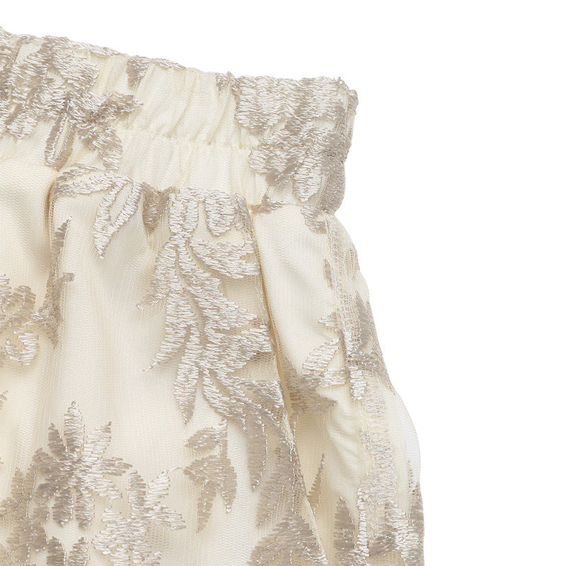 Luxury Lace High-Waisted Embroidered Shorts